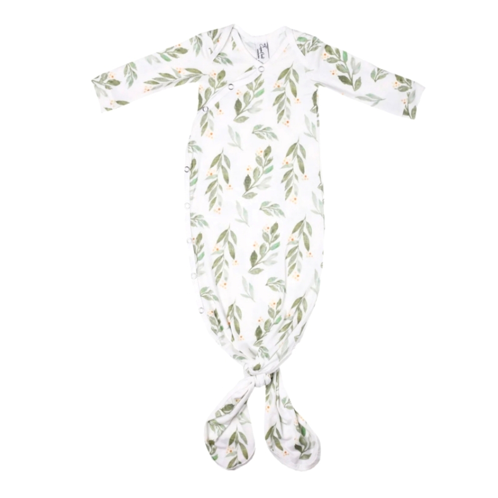 Copper pearl newborn knotted gown fern